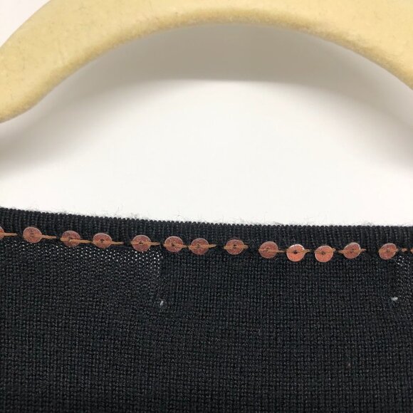 Jessica Black shell embellished V-neckline 3/4 Sleeve Blouse size ~M - Picture 9 of 12